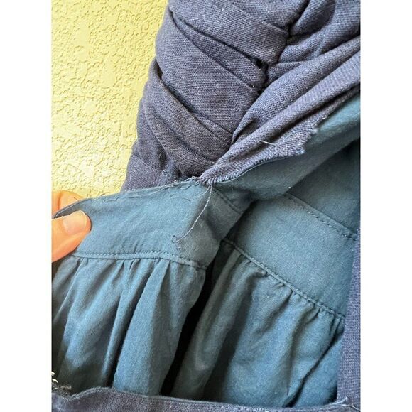 NWT! ModCloth Vintage Inspired Navy Blue Open Back Cross Strap Linen Dress Size - Picture 7 of 8